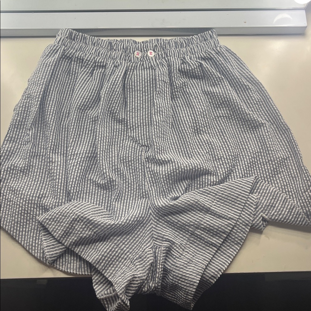 Free People Navy and White Striped Shorts